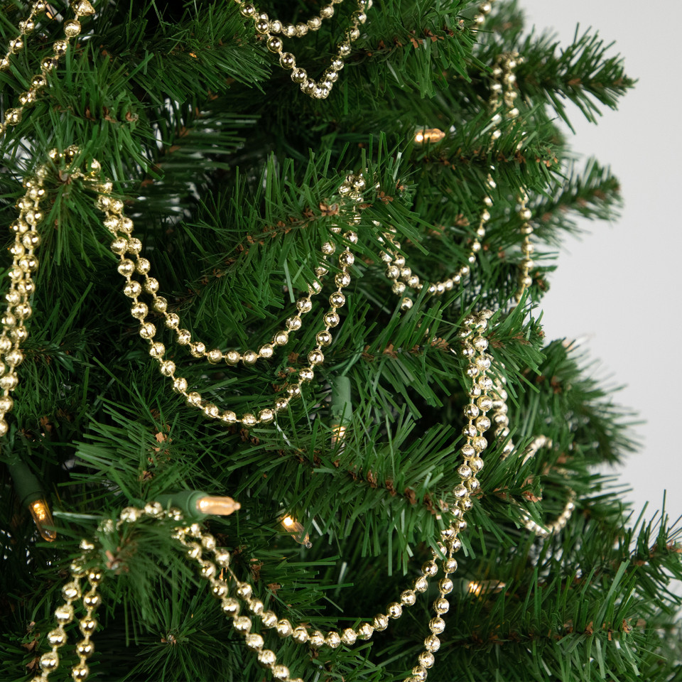 15' Gold Lame Beaded Artificial Christmas Garland Unlit Christmas